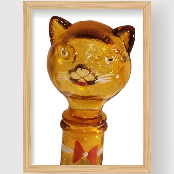 1950s Italian Amber Glass Cat Wine Decanter - Picture 6 of 10